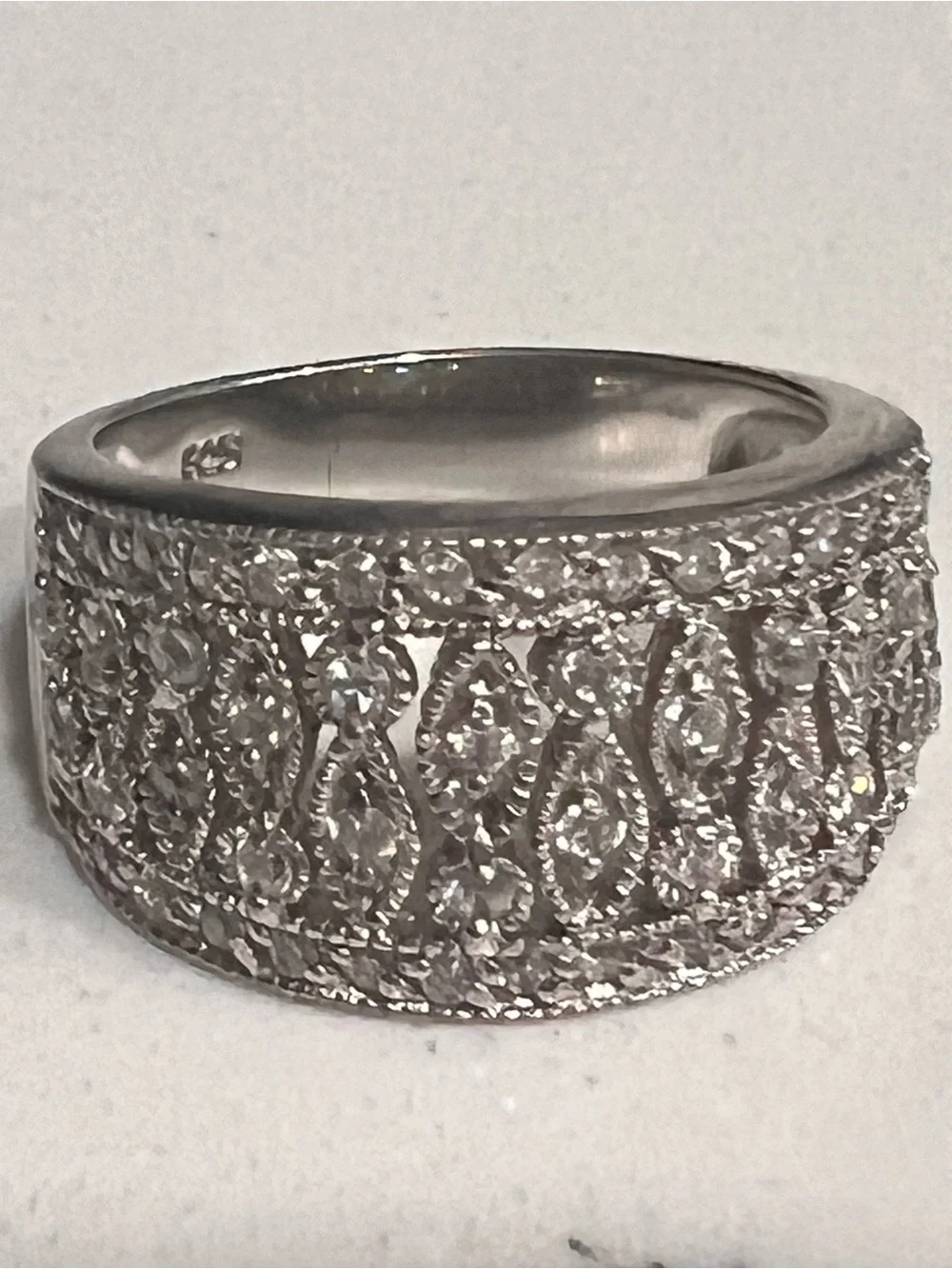 Sterling Silver (S925) Wide Pavé Ring featuring sparkling clear cubic zirconia